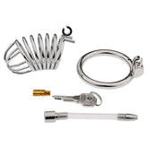 Hoop Cock Cage with Urethral Tube Male Chastity